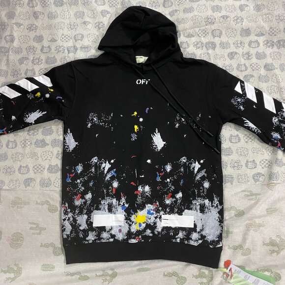Off-White Galaxy Brushed Zip Up Black Hoodie - Picture 1 of 6